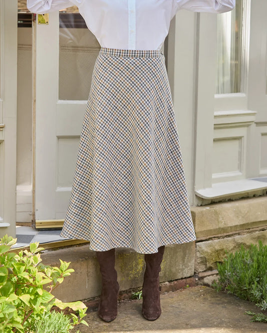 Camille Lined Checked Easycare A Line Skirt