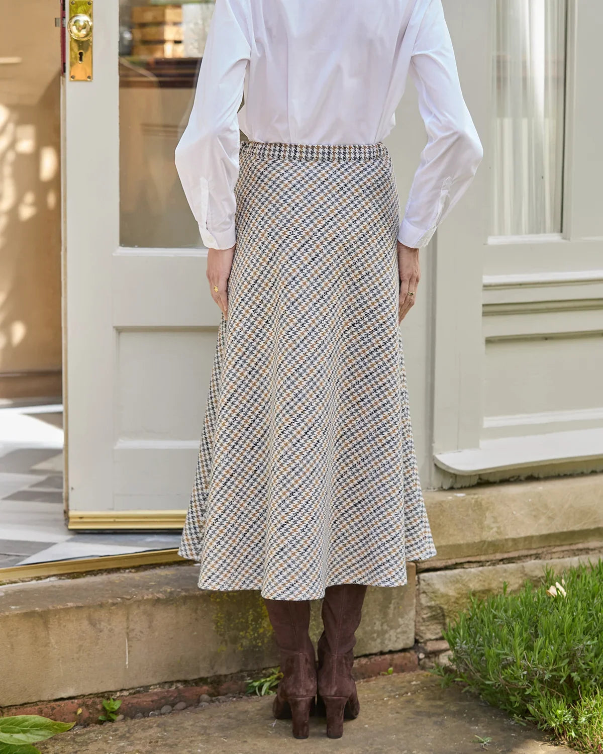 Camille Lined Checked Easycare A Line Skirt