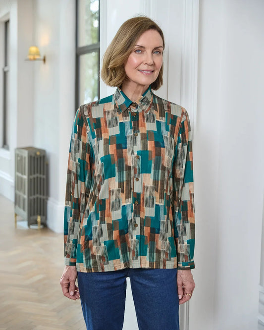Winona Patterned Viscose Mix Long Sleeve Blouse